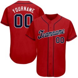 Custom Red Navy-White Mesh Authentic Throwback Football Jersey
